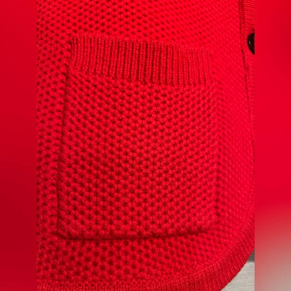 Boden Wool Blend Red Button Down Knit Preppy Card… - image 4